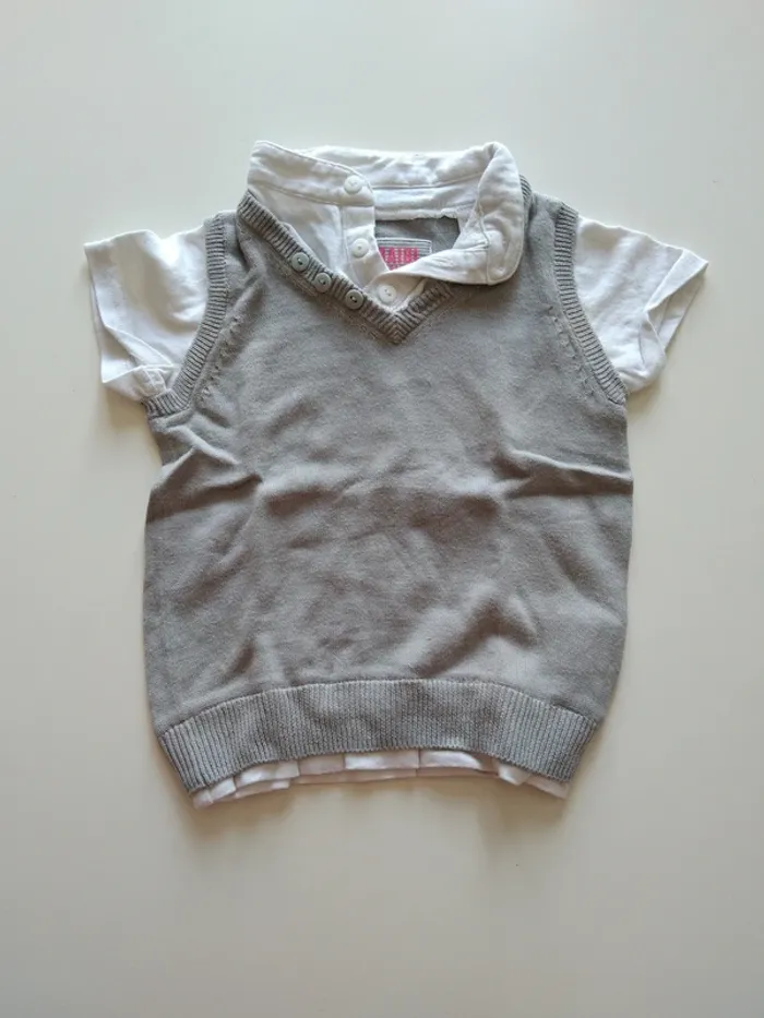 tee shirt polo manches courtes avec petit pull garcon 12 mois