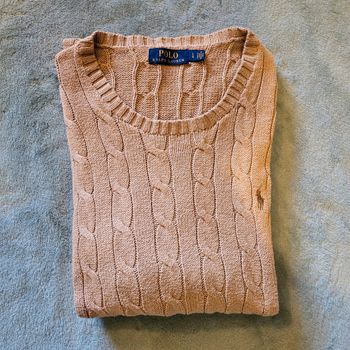 Pull Torsadé Beige - Logo Brodé Ton sur Ton 🐎 Ralph Lauren - Taille L