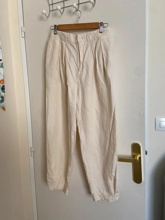 Pantalon taille haute écru Zara Taille S - photo numéro 2