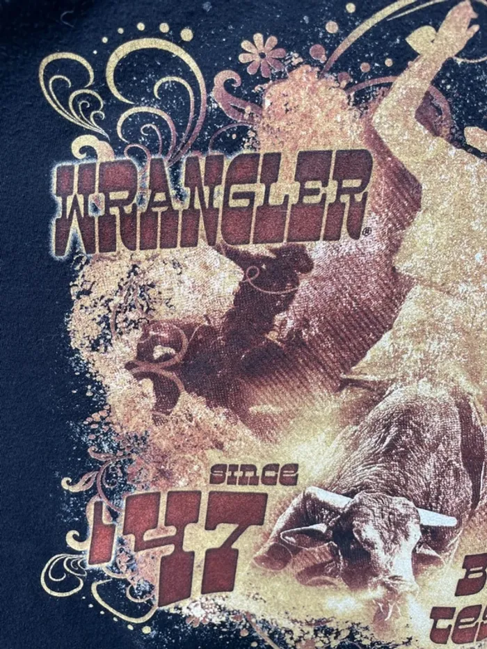 Wrangler Vintage Black T-shirt Bull Rider Mens XXL - photo numéro 6
