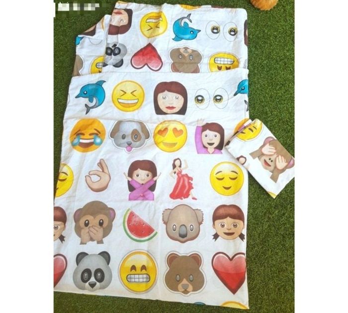 Parure de lit avec housse de couette et taie d'oreiller pour enfant Emoji