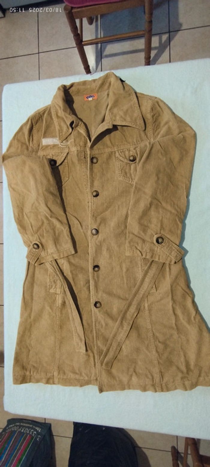 Manteau mi-longue femme cannelé - photo numéro 3
