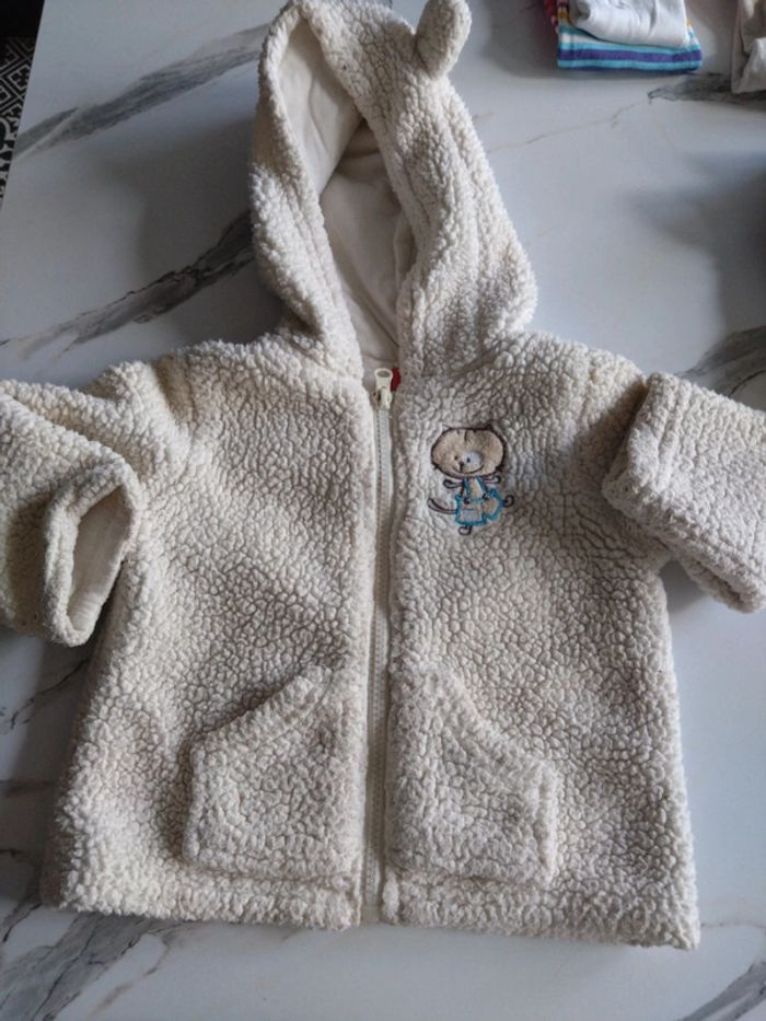 Gilet blanc ourson bébé 18 mois capuche