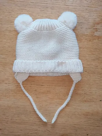 Bonnet fille blanc doux 9 mois 12 mois neuf sans étiquette
