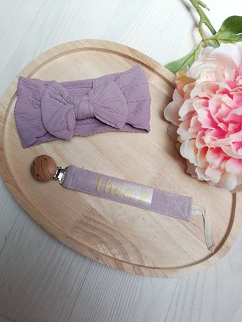 Ensemble bebe Attache tétine+ bandeau