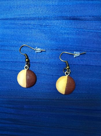 Boucles d'oreilles artisanales choco/vanille