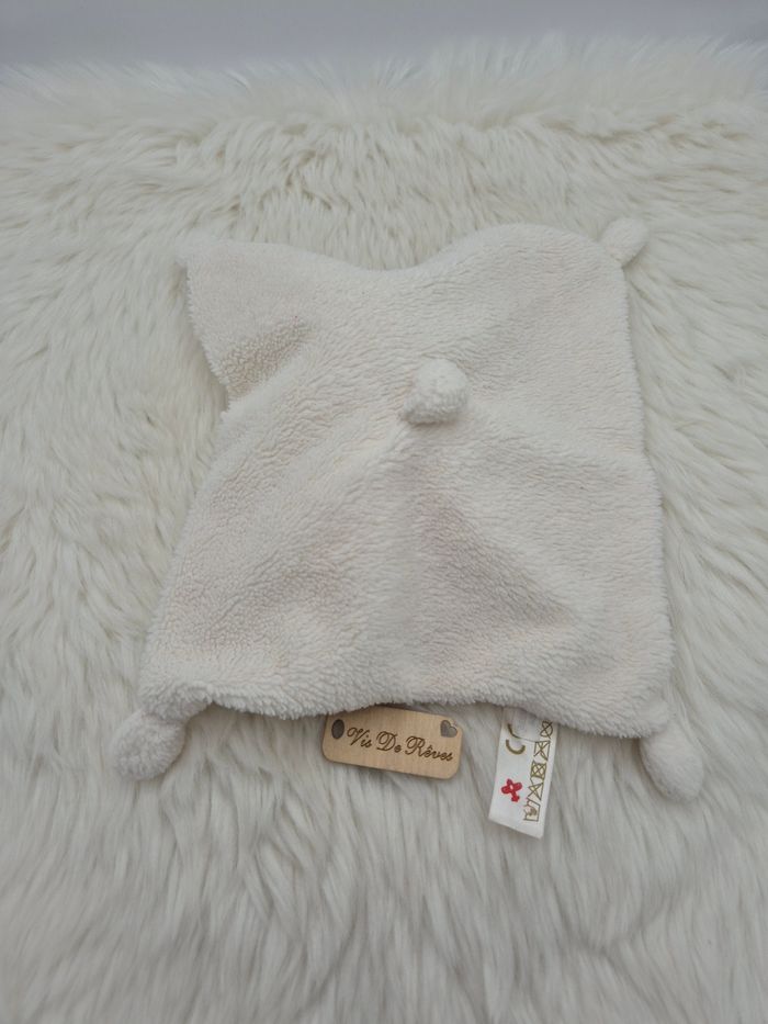 Doudou plat lapin blanc beige Bandana Nicotoy - photo numéro 5