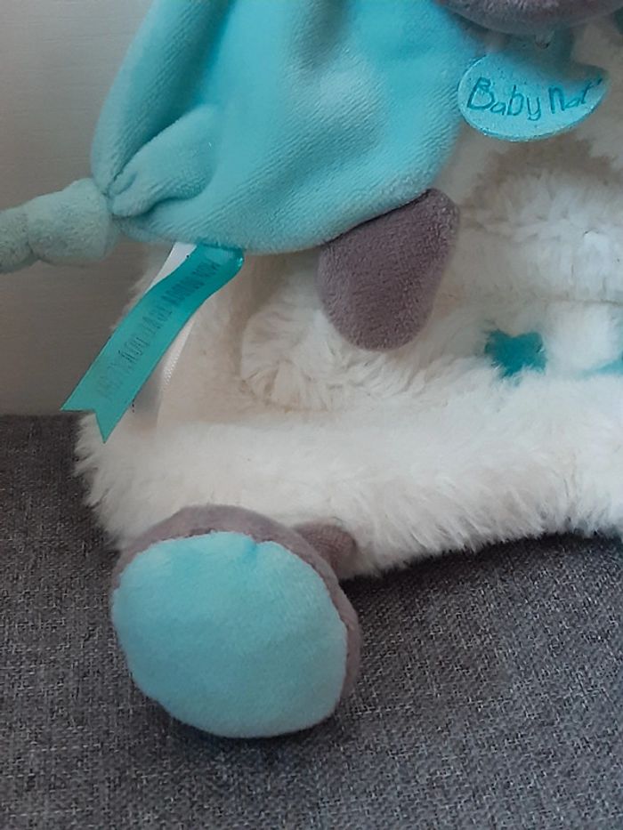 Peluche / doudou Baby Nat : Hippopotame Bleu et blanc - photo numéro 4