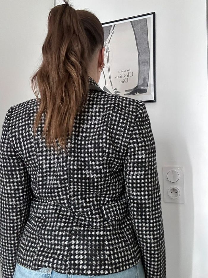 Veste Un Deux Trois – Taille 40 Motif pied-de-poule moderne | Détails simili cuir | Zip central - photo numéro 5