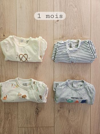 Lot de 4 pyjamas légers manches longues - 1 mois