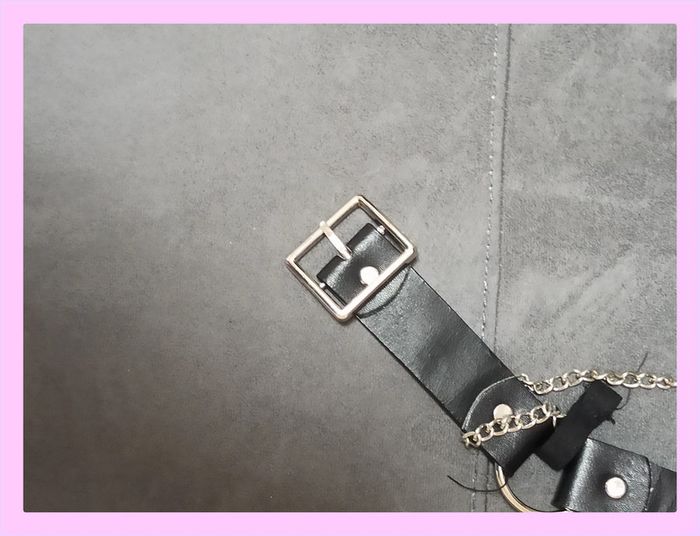 Ceinture noire style Rock/Goth avec anneau et chaîne - photo numéro 5