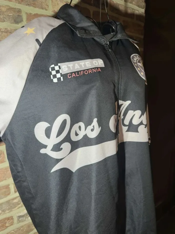 Veste Racing Noire et gris Los Angeles Taille L / 40 - photo numéro 5