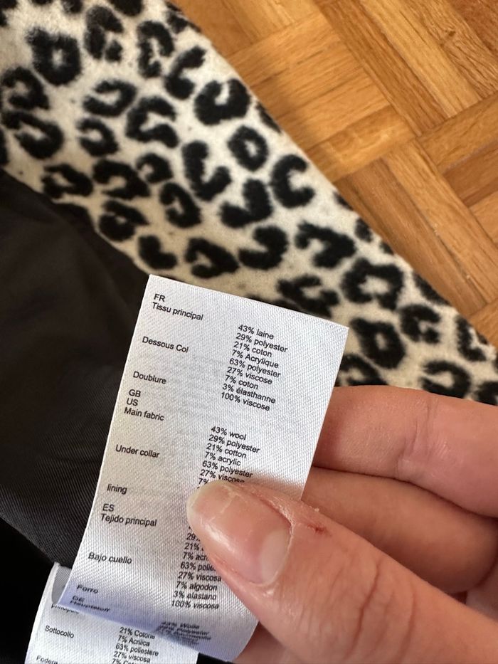 Manteau Maje taille 36 motifs léopard noir et blanc cassé - photo numéro 8