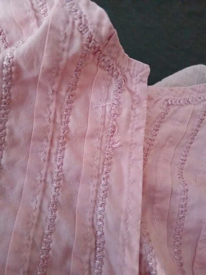 Blouse longue légère col V avec broderies aspect plissé rose femme 48/50 h&m BB - photo numéro 18