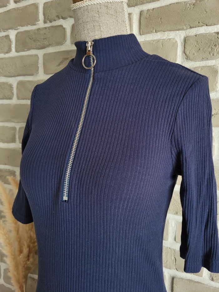 Robe en maille côtelée bleu marine col zippé NA-KD - Neuve - photo numéro 5