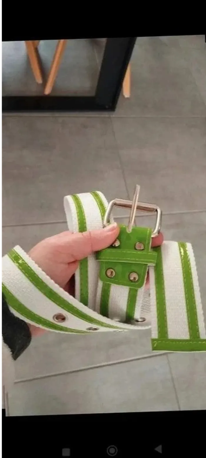 ceinture a bandes verte et blanche mixte 100 cm - photo numéro 4