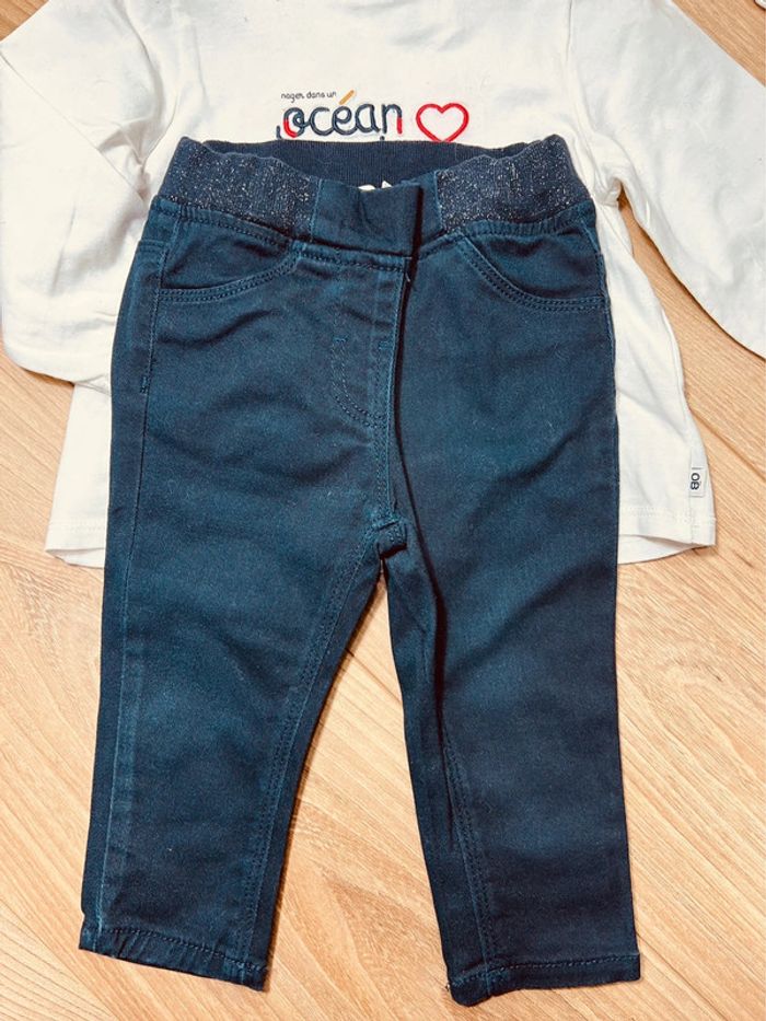 Taille 12 mois tenue 3p fille multimarque blanc rouge bleu marine * océan * 🎀 - photo numéro 3