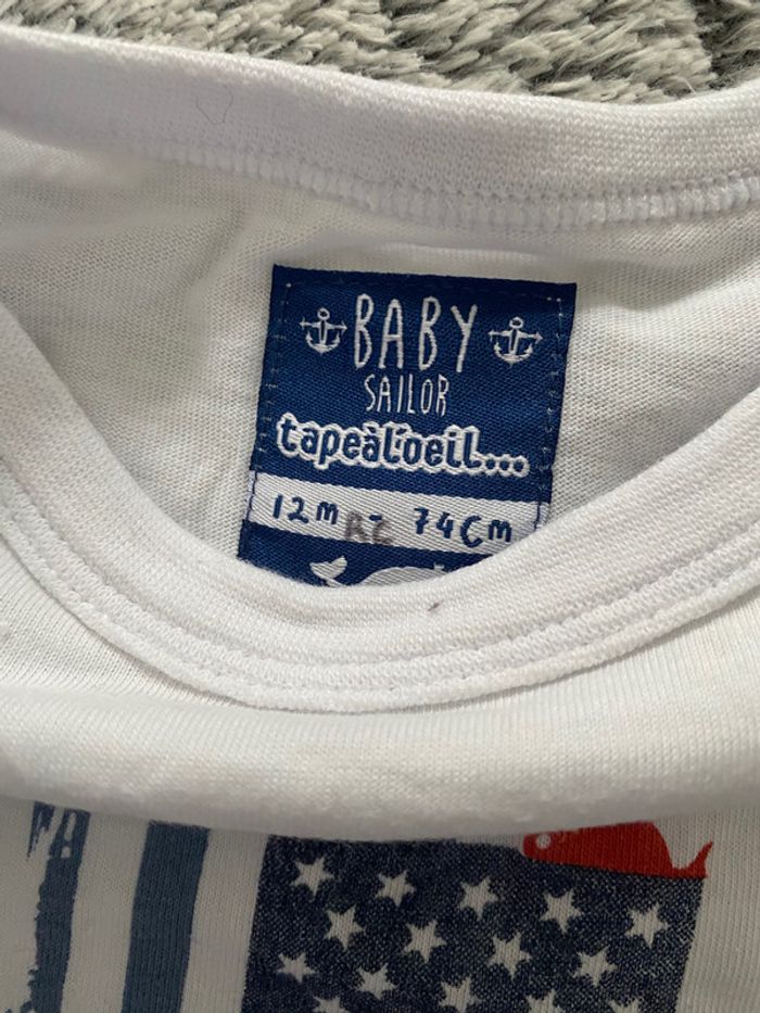 Teeshirt manches longues blanc Tape a l’œil - 12 mois - photo numéro 3