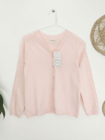Gilet rose pâle en tricot pointelle Orchestra 10 Ans