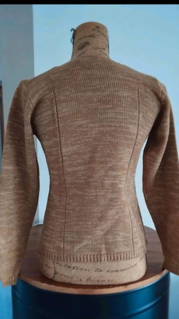 Pull  marron beige  fil  doré taille  38/40 - photo numéro 8