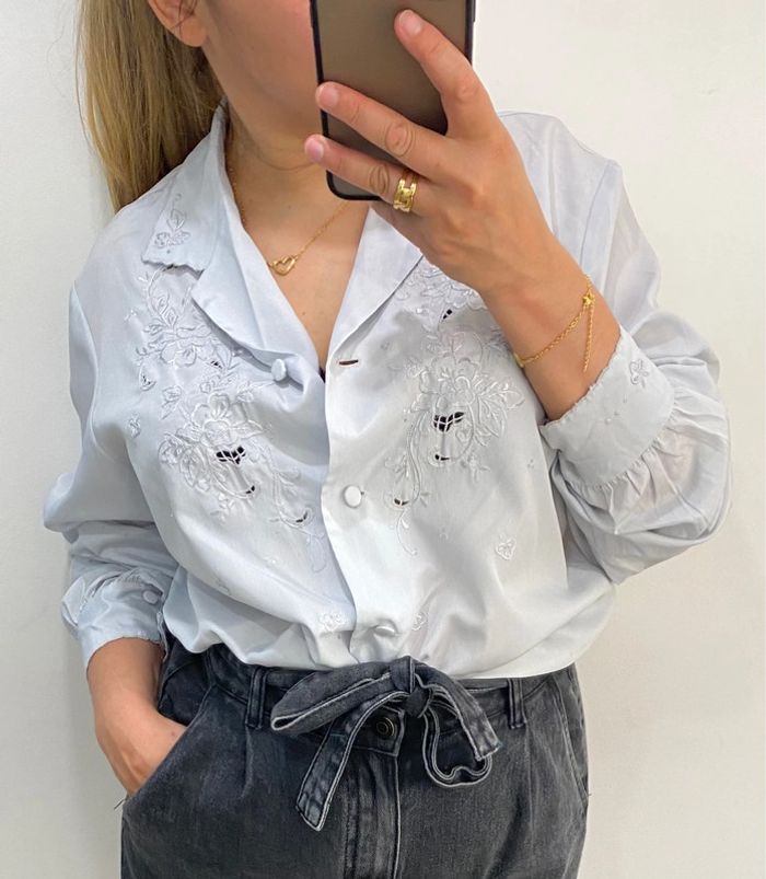 Chemise fluide brodée vintage Taille 42