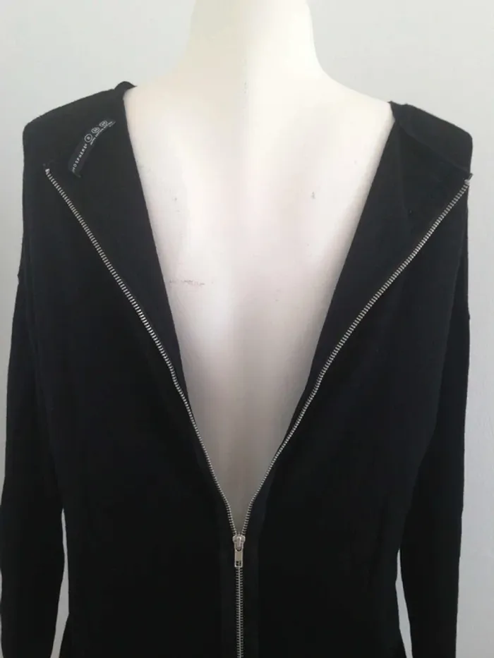 Pull fin col rond manches longues zippé oversize noir S 36 Atmosphère - photo numéro 6