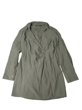 Robe casual manches longues kaki - Zara - M