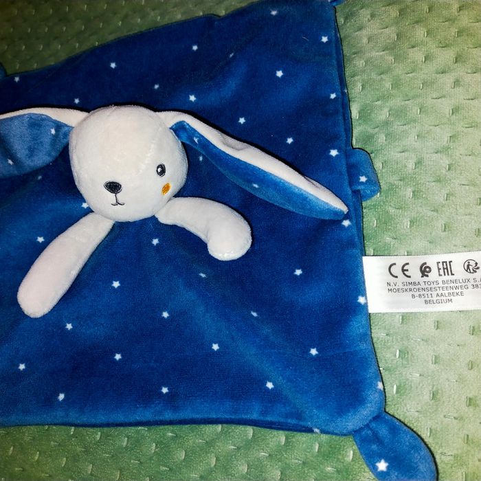 Doudou Lapin Plat Bleu Gris Etoile Blanc Simba Toys - photo numéro 2