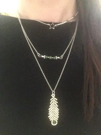 Collier acier inox aventurine