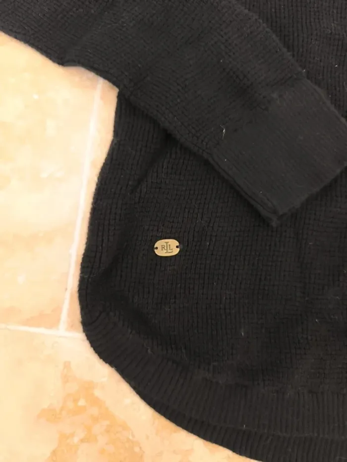 Pull Lauren Ralph Lauren femme M noir col roulé troué - photo numéro 2
