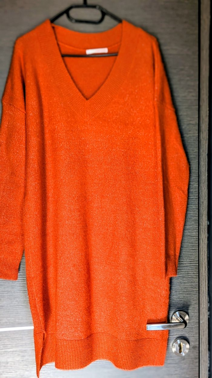 Robe pull en laine orange