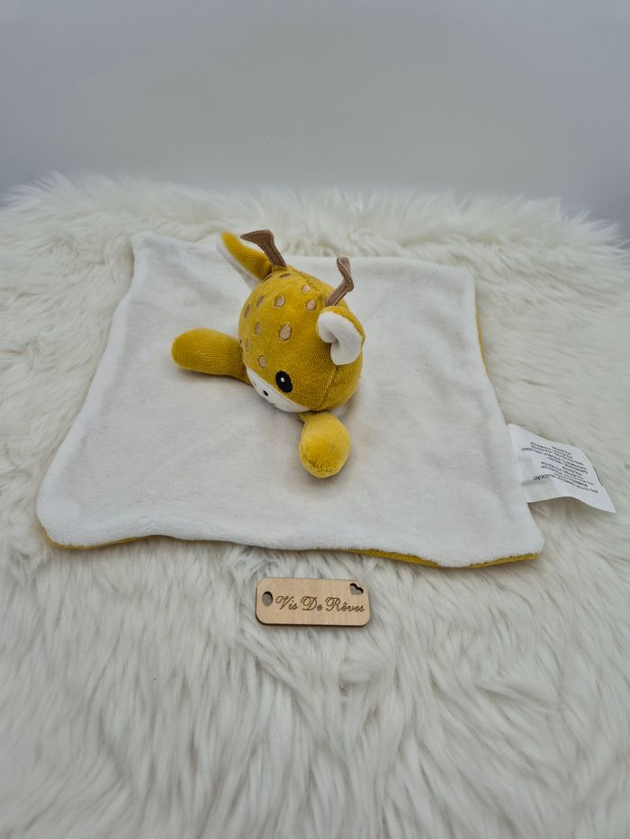 Doudou plat Girafe jaune moutarde blanc Siplec E. Leclerc - photo numéro 3