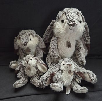 Lot de 4 peluches Lapin Marius blanc et gris chiné- 40 cm , 30 cm , 20 cm- Histoire d'ours