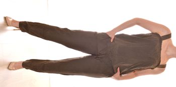 combinaison kaki uni casual à larges bretelles taille S col carré