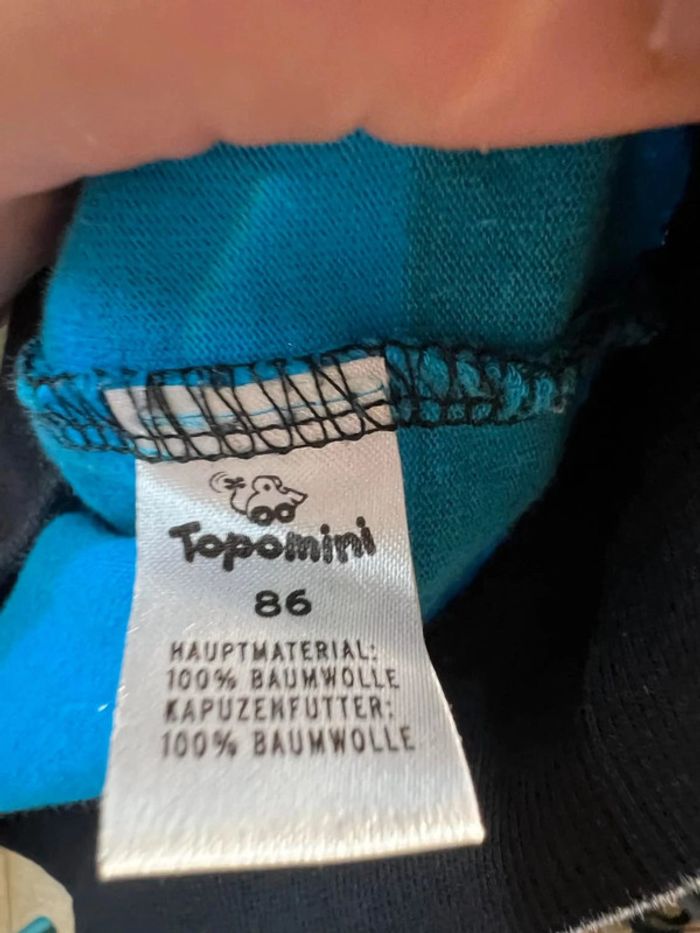 Pull Bleu et Noir - Topomini - Taille 18/24 mois - Parfait État. - photo numéro 4