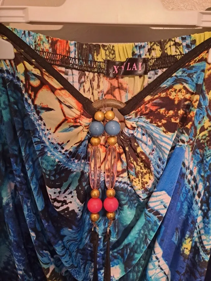 Robe bustier multicolore ton bleu - Marque Xinlai - Taille 40 - État neuf. - photo numéro 7