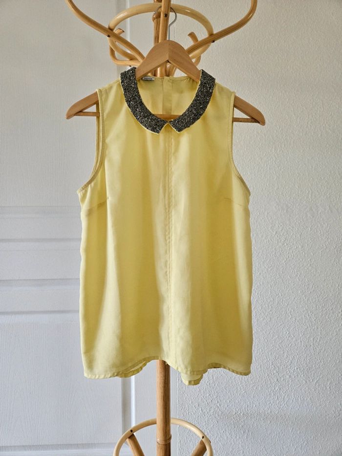 Blouse jaune col chemise taille 38 Pimkie