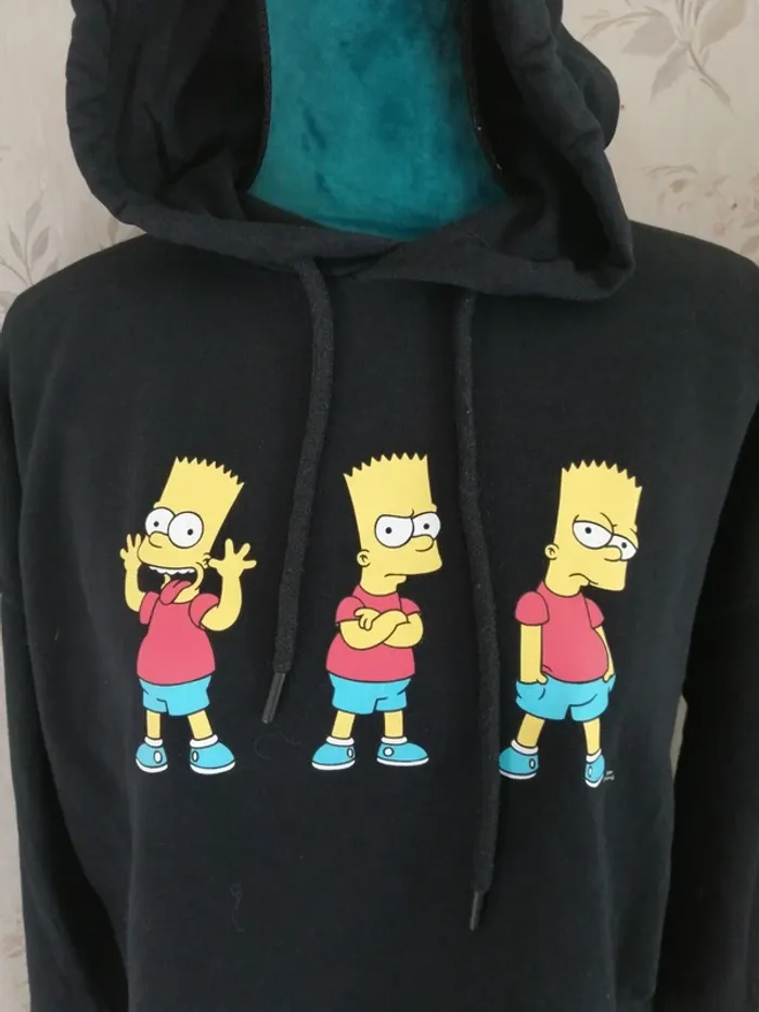 Sweat à capuche crop top noir imprimé Bart Simpson / don't call me jennyfer / (L) - photo numéro 4