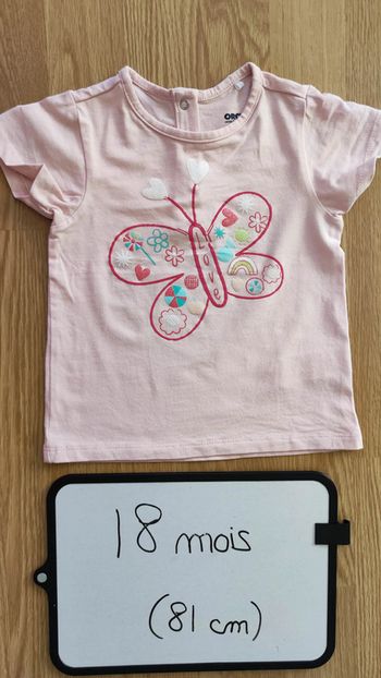 t-shirt rose clair taille 18 mois