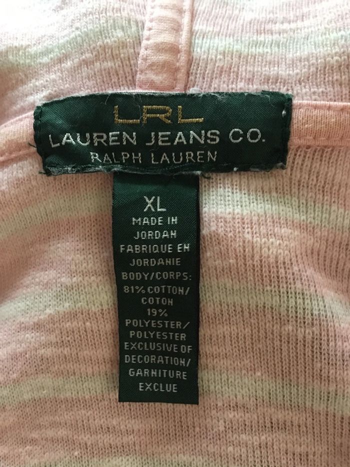 Sweat 1/4 zip à capuche manches 3/4 pour femme Lauren jeans co Ralph Lauren rose taille XL 090 - photo numéro 6