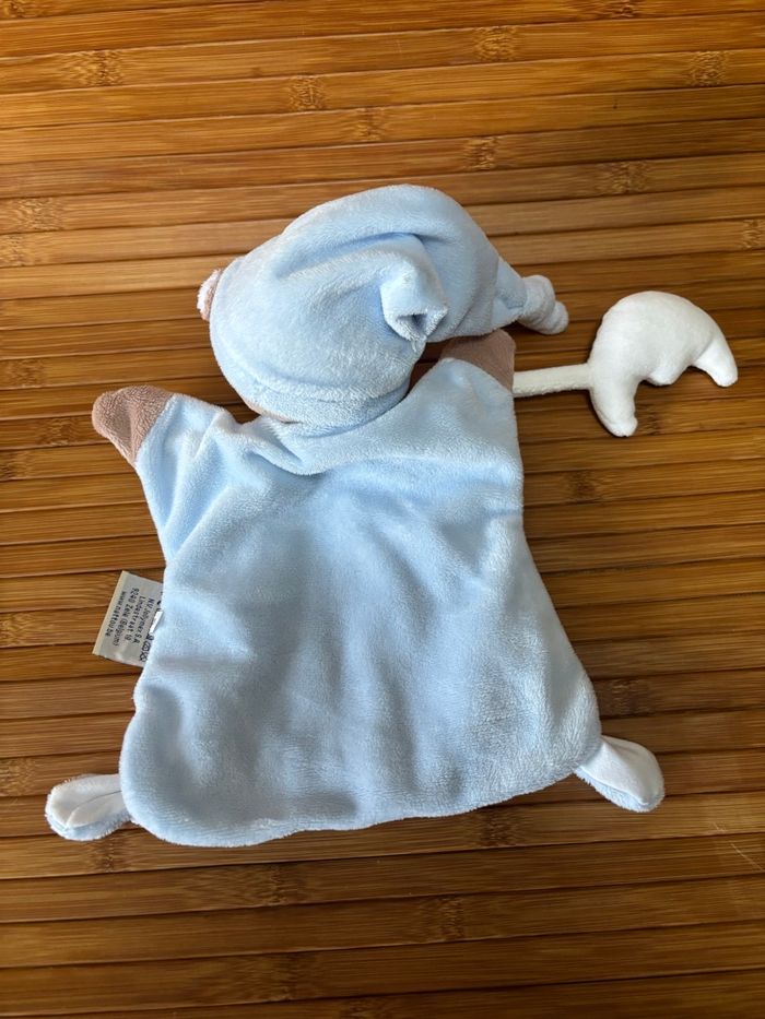 Neuf doudou marionnette ours bleu blanc lune nattou - photo numéro 3
