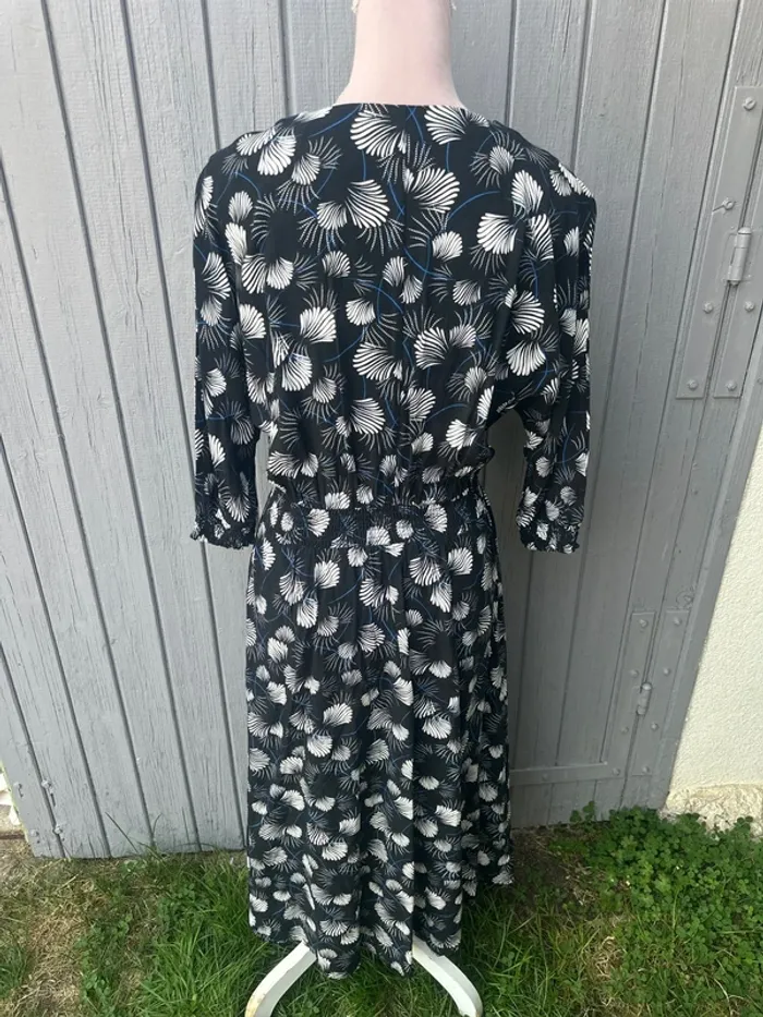 Robe manches 3/4 fleurie décolleté Promod 36/S - photo numéro 4