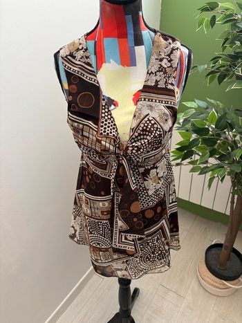 Haut Sépia | Beige, marron et noir | Taille 38