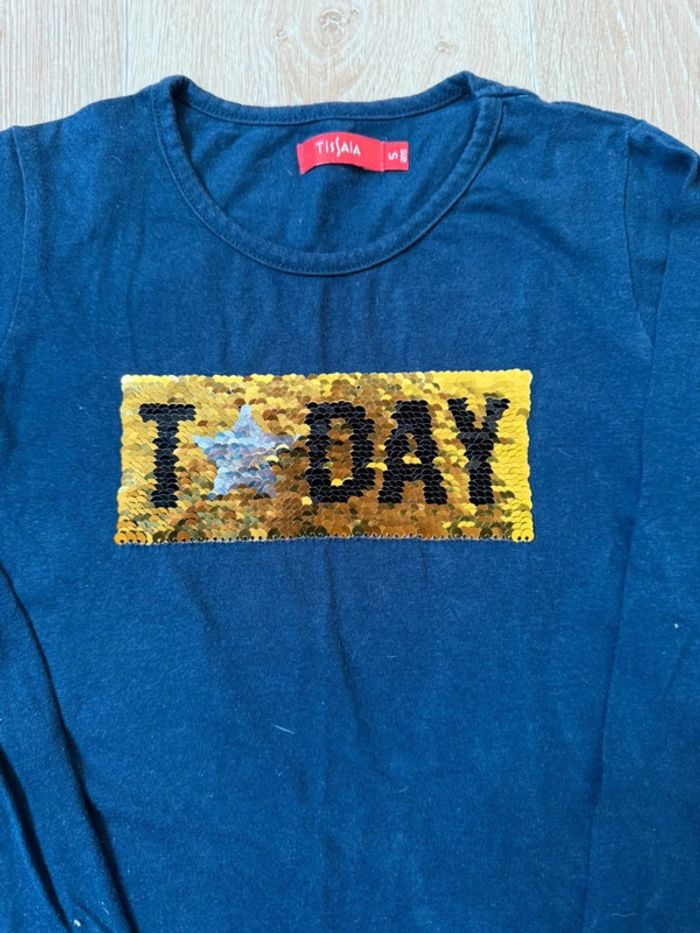 🎀 T-shirt manche longue à sequin tissaia 5 ans - photo numéro 3