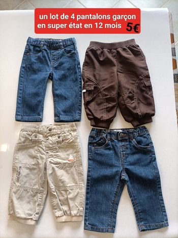 Lot pantalons garçon 12 mois