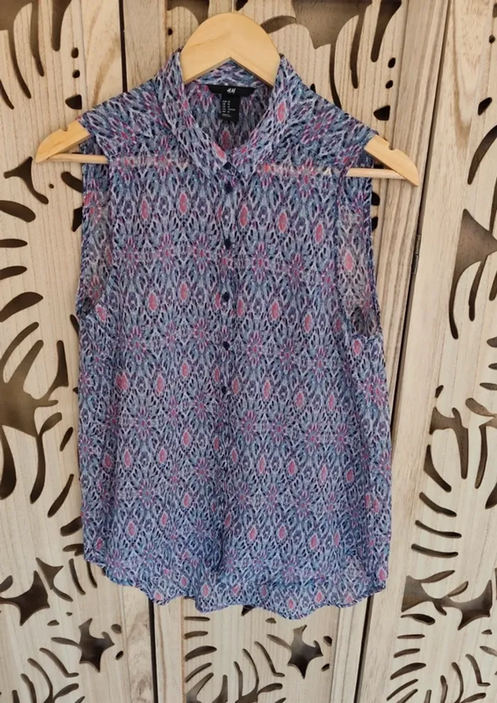 Chemise transparente sans manche imprimé T 40 H&M - photo numéro 8