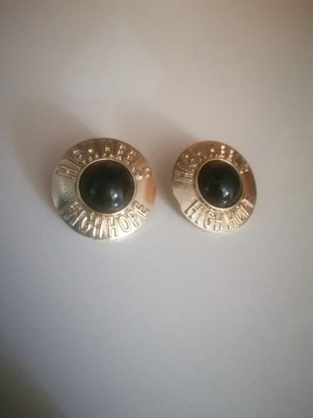 🌸Puces d'oreilles rondes dorées et noires Vintage 🌸