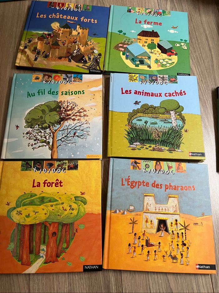 Livres documentaires kididoc forêt, château fort, au fil des saison, Égypte