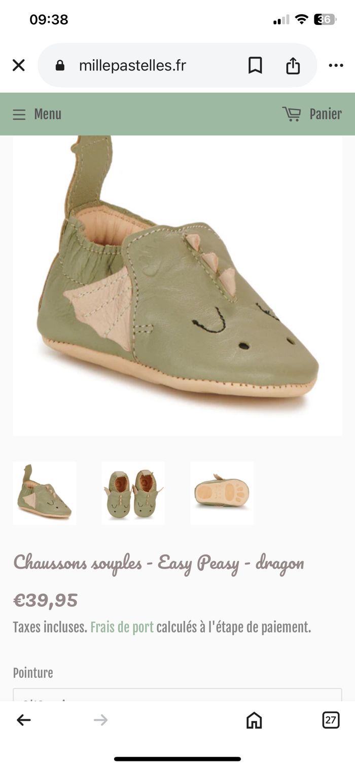 Chaussons 6/12 mois Mois crocodile Easy peasy neuf - photo numéro 5