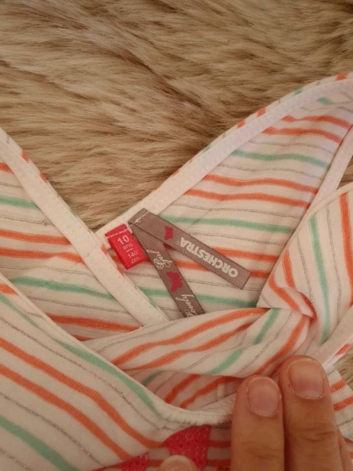 Débardeur orange blanc orchestra 10 ans - photo numéro 4